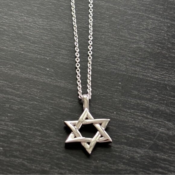Jewelry - Star Of David Pendant Necklace W/ Adjustable Chain Silver-Tone Jewelry Unisex De